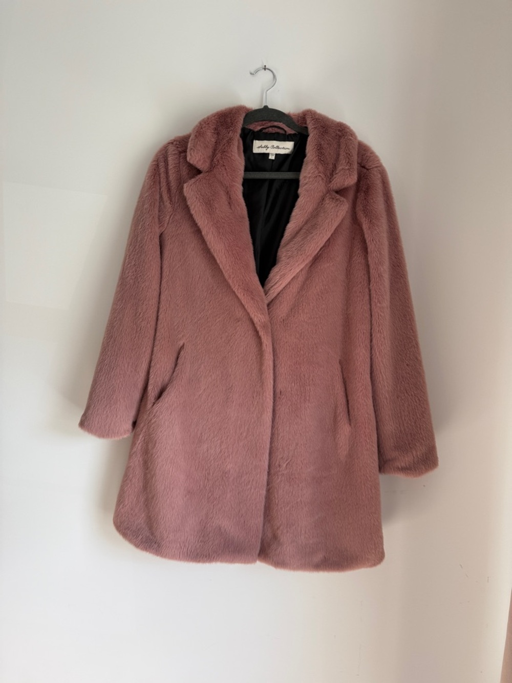 Plush Rose Teddy Coat with Notch Collar